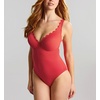 image:imagePanache Swim Spirit Rita Underwire One Piece  Tummy Control Swimsuit for Women with Scallop Edge amp Plunge NecklineRed