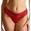 image:imagePanache Womens Allure Thong  Lace Thong with Gold Ring Detail Sheer Luxury LingerieTrue Red