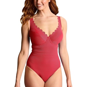 image:imagePanache Swim Spirit Rita Underwire One Piece  Tummy Control Swimsuit for Women with Scallop Edge amp Plunge NecklineRed