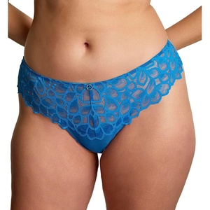 image:imagePanache Womens Allure Thong  Lace Thong with Gold Ring Detail Sheer Luxury LingerieAzure Blue
