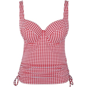 image:imagePanache Womens Iris Balcony Tankini Top  NonPadded Adjustable Straps Sustainable Gingham FabricRed Gingham