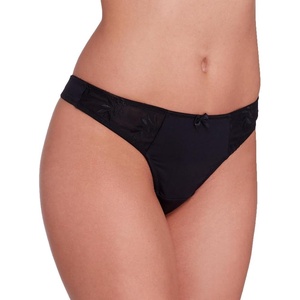 image:imagePanache Womens Tango Thong  Leaf Embroidered Microfibre Lingerie with Feminine Bow DetailBlack