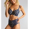 image:imagePanache Tango Balcony Bra for Women  Wired NonPadded Full Cup Support with Leaf EmbroideryNavyChampagne