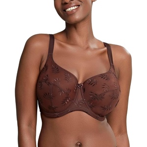 image:imagePanache Tango Balcony Bra for Women  Wired NonPadded Full Cup Support with Leaf EmbroideryNutmeg