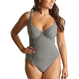 image:imagePanache Womens Paloma Gingham Swimsuit  Balcony Support Retro Chic StyleBlack Gingham