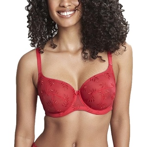 image:imagePanache Tango Balcony Bra for Women  Wired NonPadded Full Cup Support with Leaf EmbroideryRouge