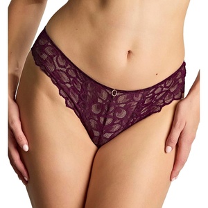 image:imagePanache Womens Allure Brazilian Panties with Lace Detail Keyhole Back and Gold Ring AccentPlum
